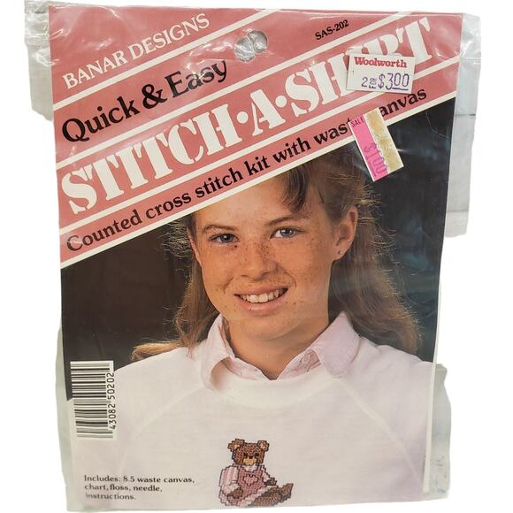 Stitch a Shirt Counted Cross Stitch Kit Vintage Banar Designs Woolworth - Picture 1 of 6